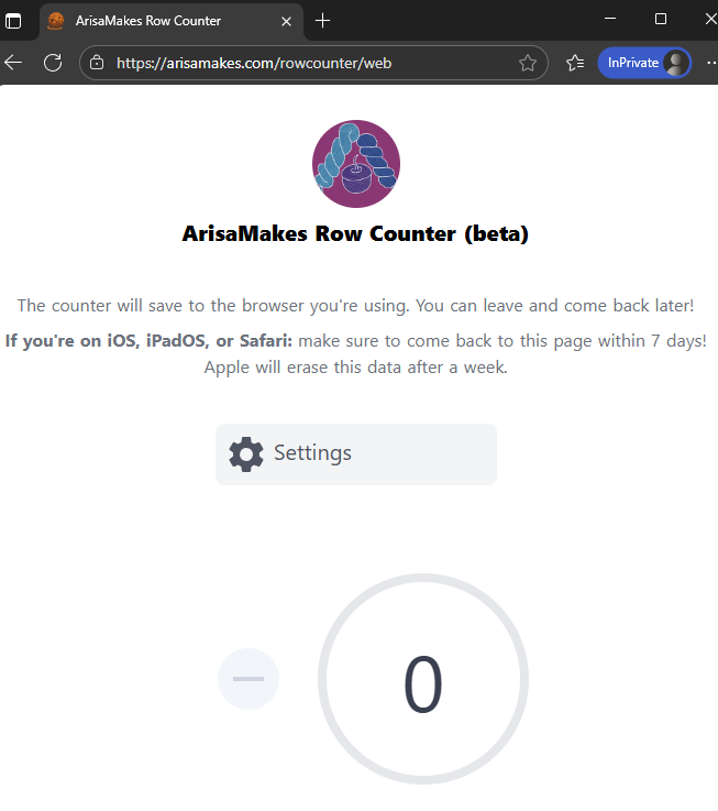 ArisaMakes Apple Watch Row Counter Screenshot